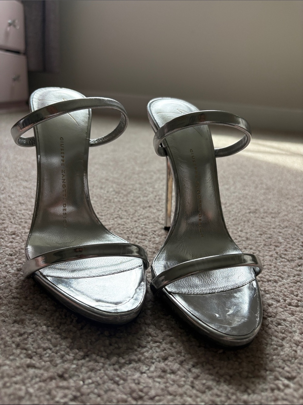 Giuseppe Zanotti Metallic Silver Heels